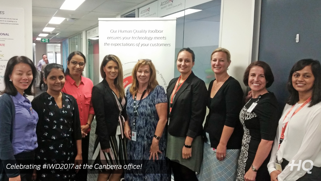 Picture of staff celebrating International Women's Day in our AccessHQ Canberra office
